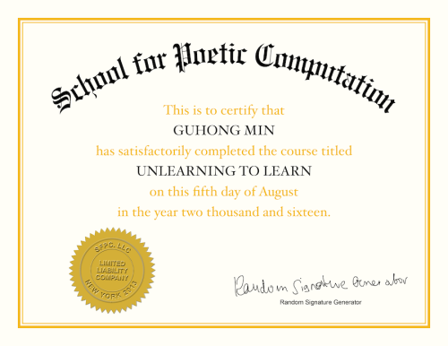 Diploma for School for Poetic Computation