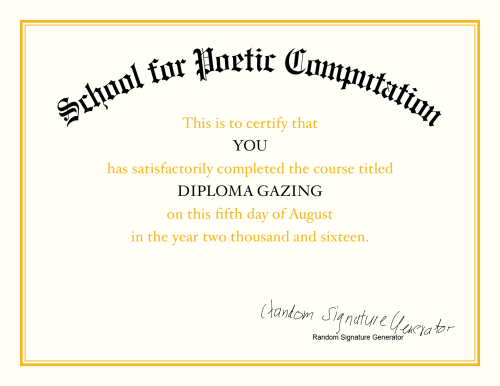 Diploma for School for Poetic Computation