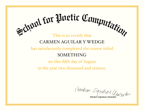 Diploma for School for Poetic Computation