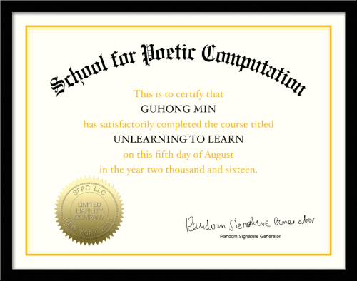 Diploma for School for Poetic Computation